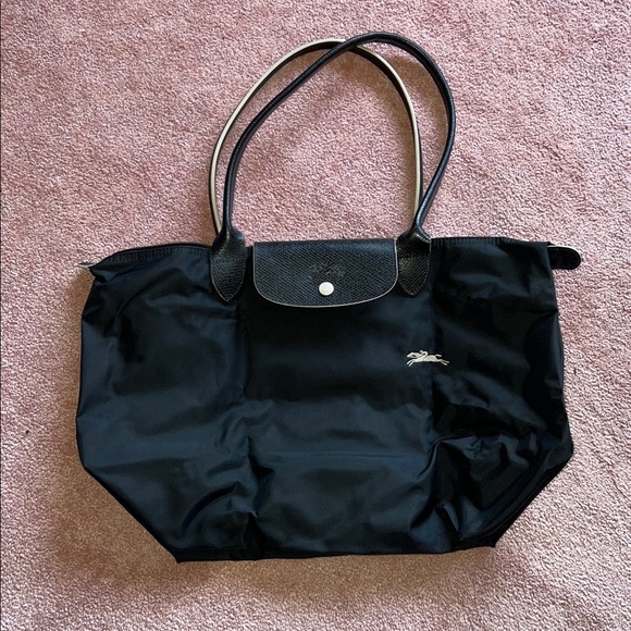 Longchamp Handbags - Longchamp Black Nylon Horse Logo Tote | Le Pliage Style